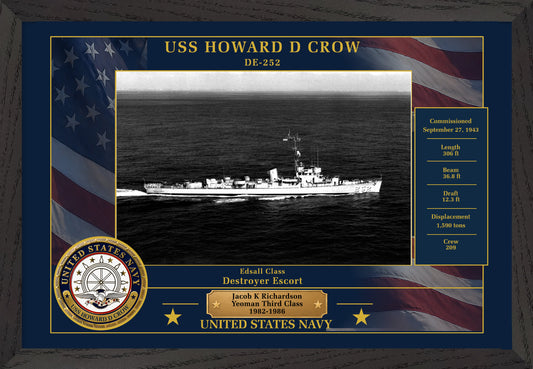 USS Howard D Crow DE-252 Framed Patriotic Photo