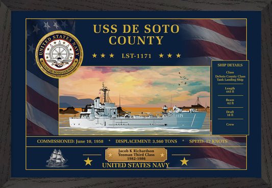 USS De Soto County LST-1171 Framed Patriotic Art