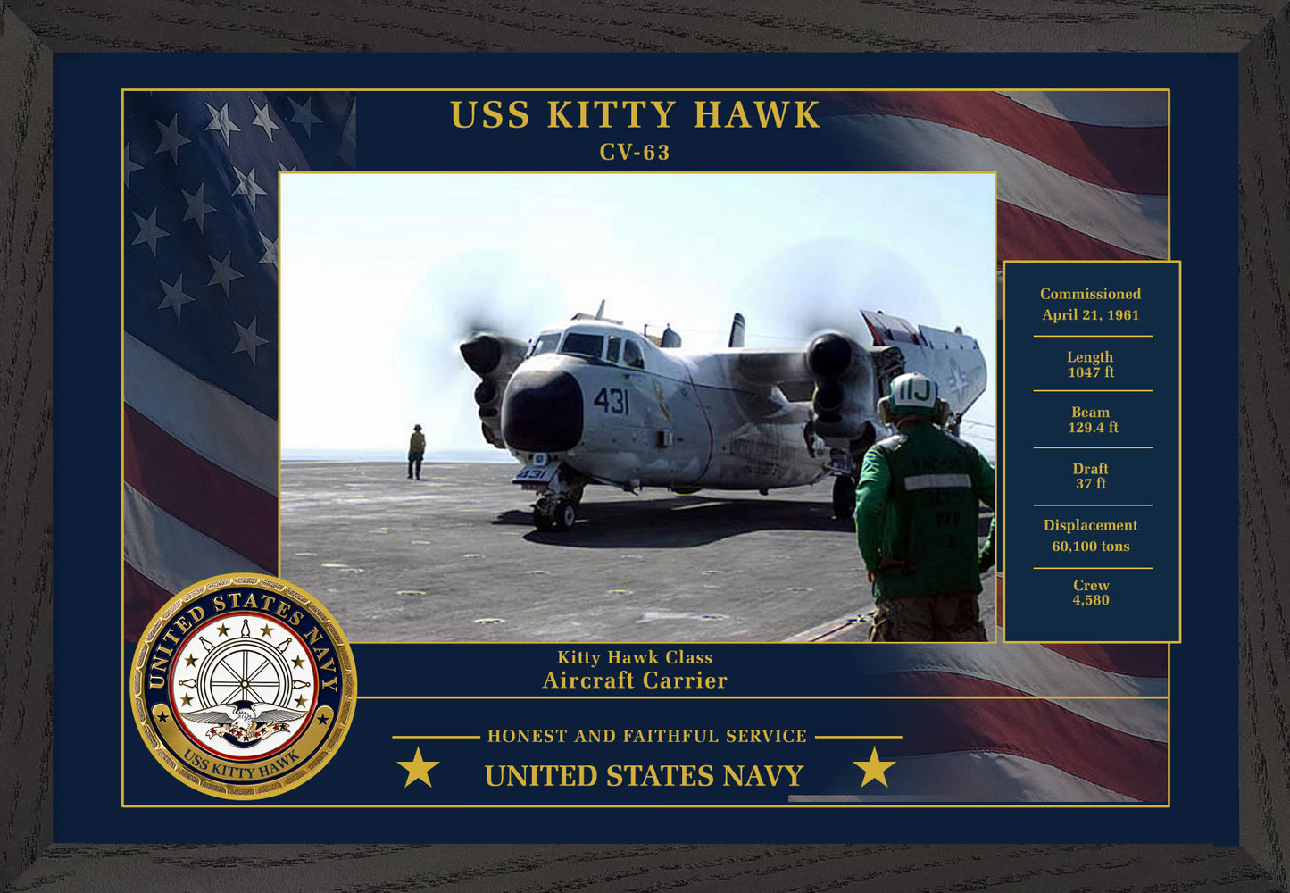 USS Kitty Hawk CV-63 Framed Patriotic Photo