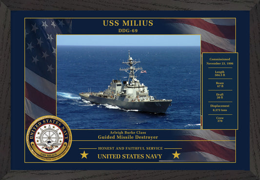 USS Milius DDG-69 Framed Patriotic Photo