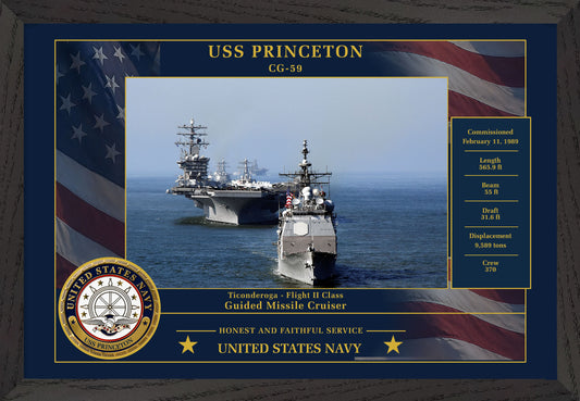USS Princeton CG-59 Framed Patriotic Photo