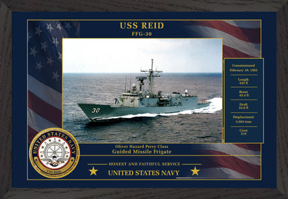 USS Reid FFG-30 Framed Patriotic Photo