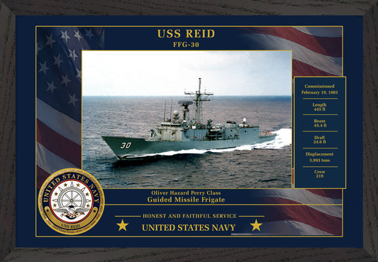 USS Reid FFG-30 Framed Patriotic Photo