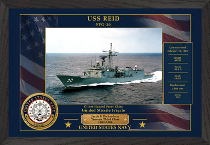 USS Reid FFG-30 Framed Patriotic Photo