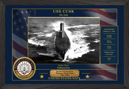 USS Cusk SS-348 Framed Patriotic Photo
