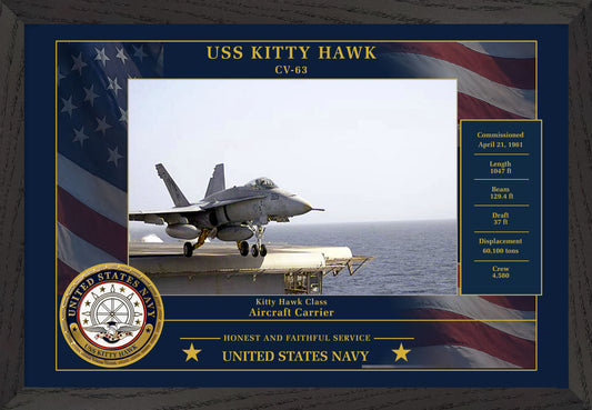 USS Kitty Hawk CV-63 Framed Patriotic Photo