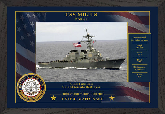 USS Milius DDG-69 Framed Patriotic Photo