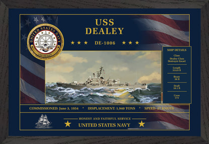 USS Dealey DE-1006 Framed Patriotic Art