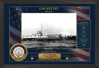 USS Pettit DE-253 Framed Patriotic Photo