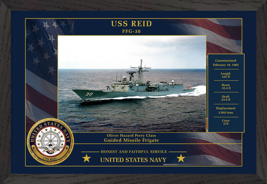 USS Reid FFG-30 Framed Patriotic Photo