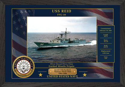 USS Reid FFG-30 Framed Patriotic Photo