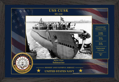 USS Cusk SS-348 Framed Patriotic Photo