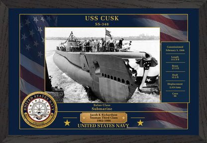 USS Cusk SS-348 Framed Patriotic Photo