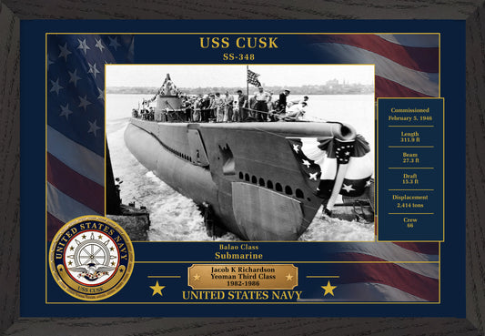 USS Cusk SS-348 Framed Patriotic Photo