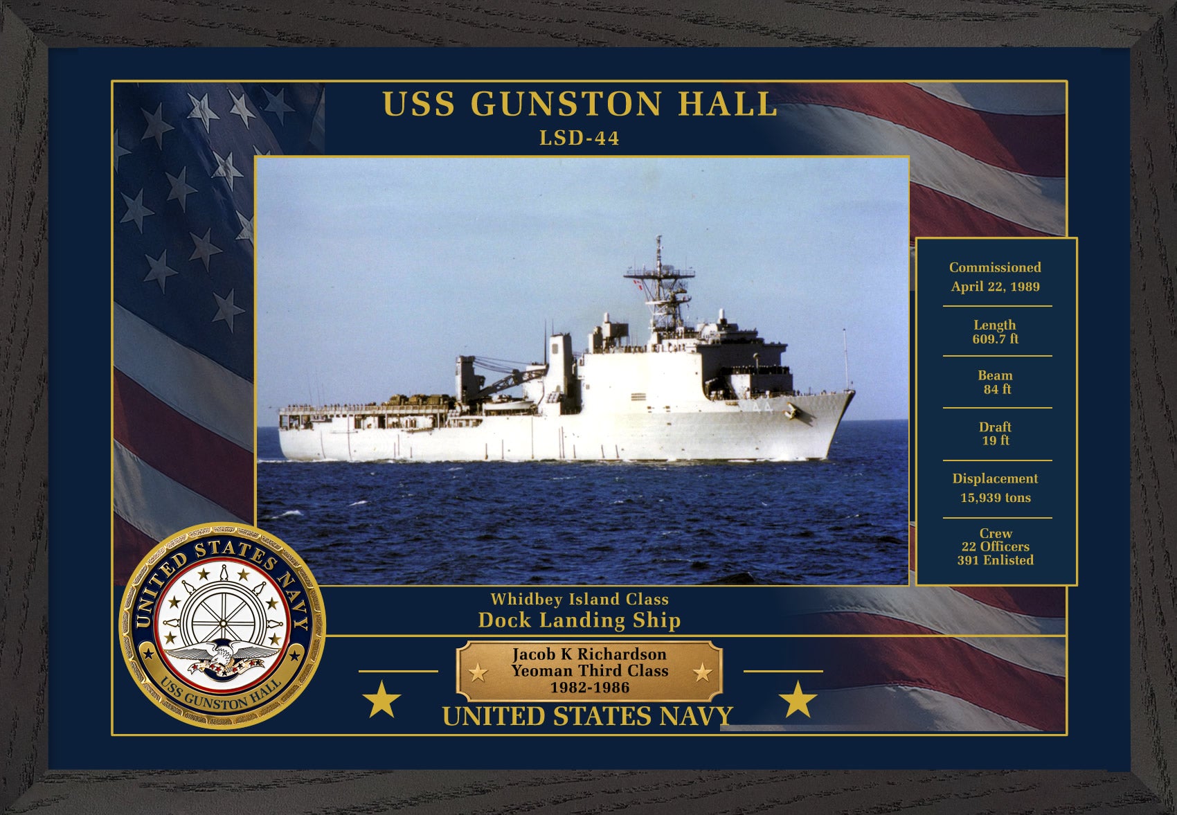 USS Gunston Hall LSD-44 Framed Patriotic Photo