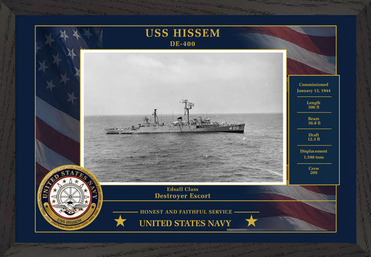 USS Hissem DE-400 Framed Patriotic Photo