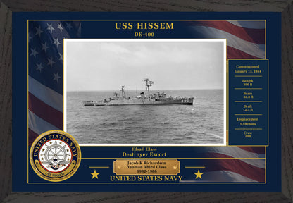 USS Hissem DE-400 Framed Patriotic Photo