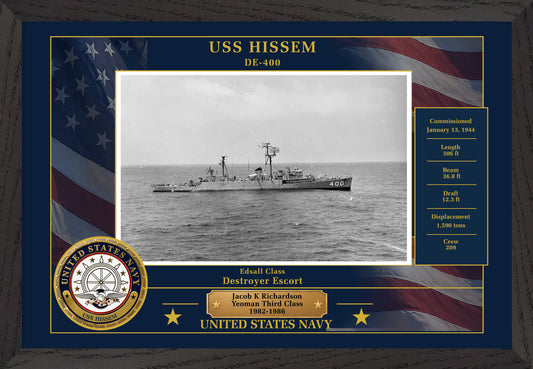 USS Hissem DE-400 Framed Patriotic Photo
