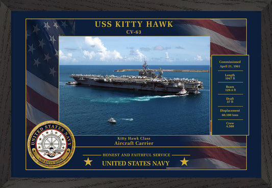 USS Kitty Hawk CV-63 Framed Patriotic Photo