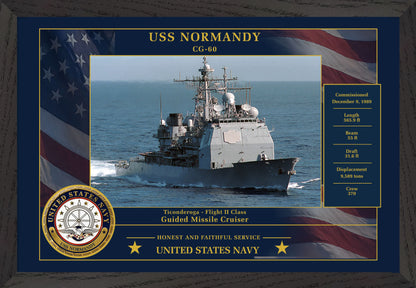 USS Normandy CG-60 Framed Patriotic Photo