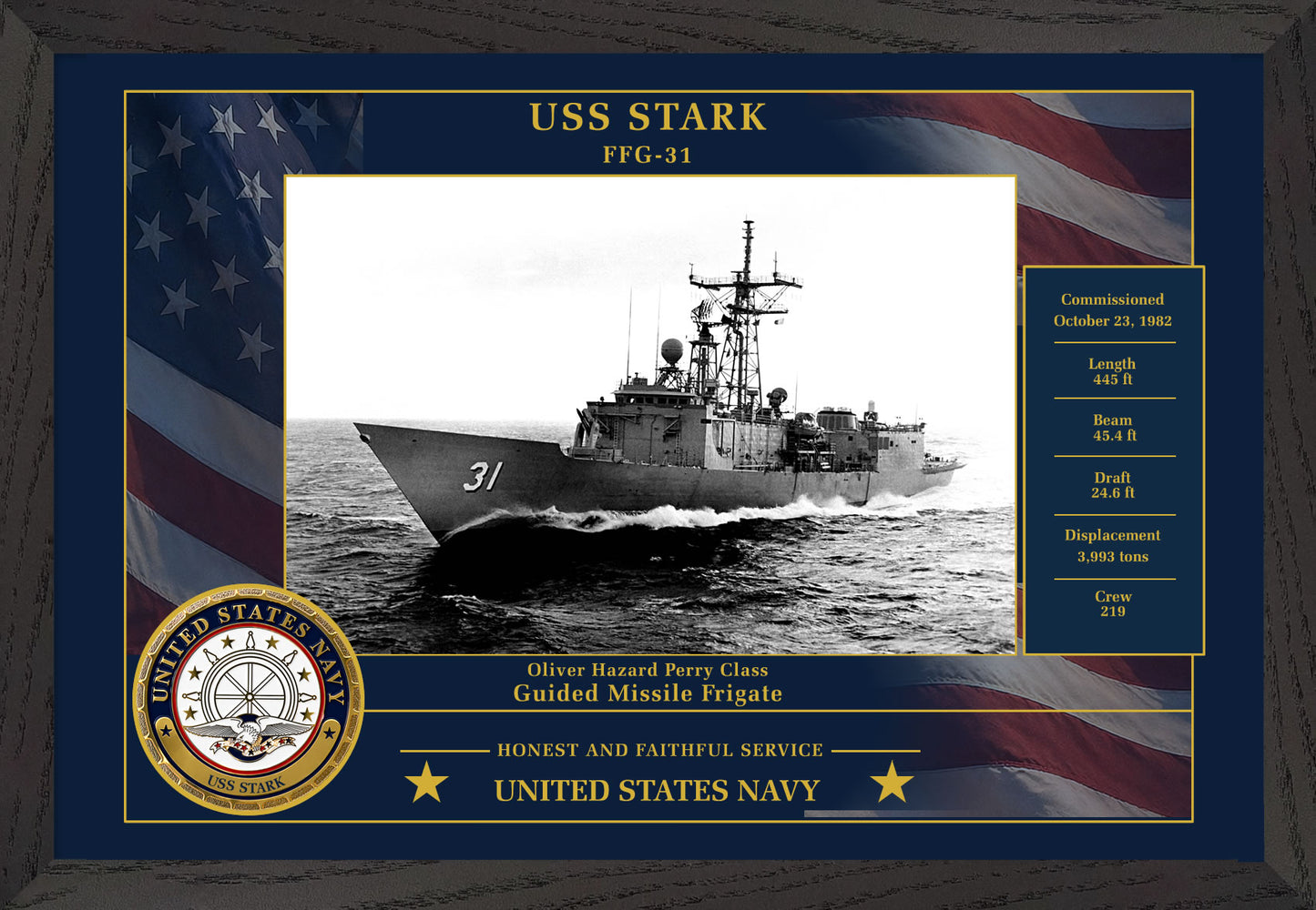 USS Stark FFG-31 Framed Patriotic Photo
