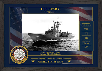USS Stark FFG-31 Framed Patriotic Photo