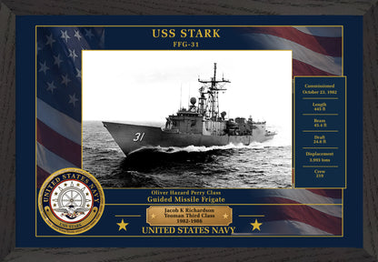 USS Stark FFG-31 Framed Patriotic Photo