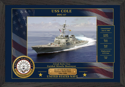 USS Cole DDG-67 Framed Patriotic Photo