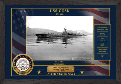 USS Cusk SS-348 Framed Patriotic Photo