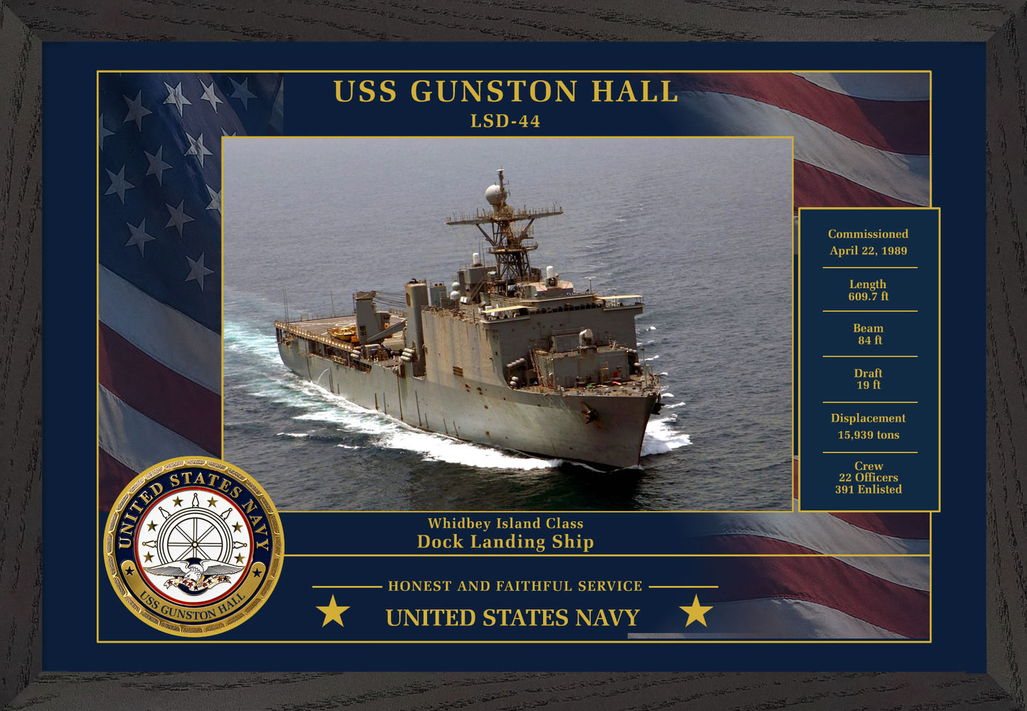 USS Gunston Hall LSD-44 Framed Patriotic Photo
