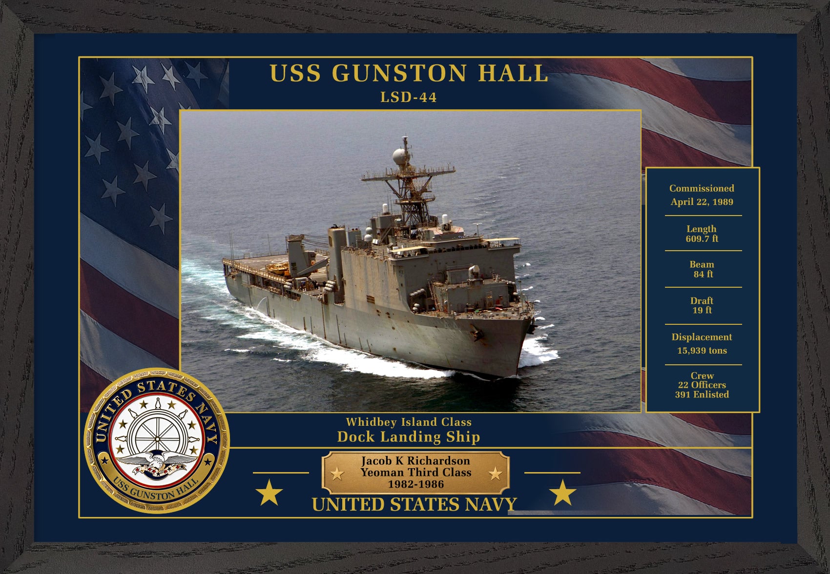 USS Gunston Hall LSD-44 Framed Patriotic Photo