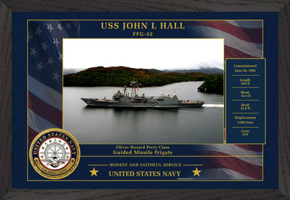 USS John L Hall FFG-32 Framed Patriotic Photo