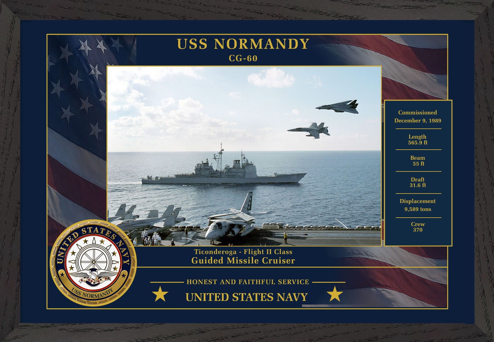 USS Normandy CG-60 Framed Patriotic Photo