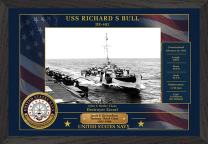 USS Richard S Bull DE-402 Framed Patriotic Photo