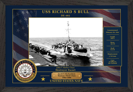 USS Richard S Bull DE-402 Framed Patriotic Photo