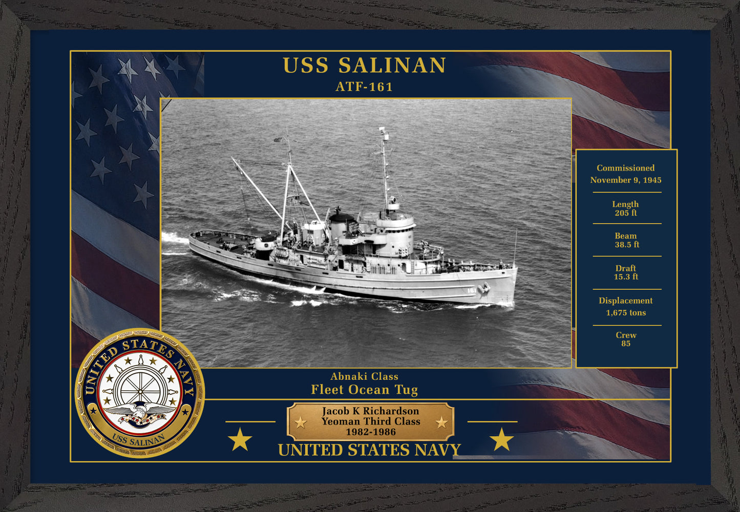 USS Salinan ATF-161 Framed Patriotic Photo
