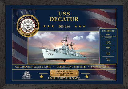 USS Decatur DD-936 Framed Patriotic Art