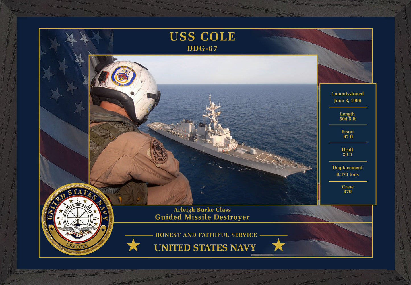 USS Cole DDG-67 Framed Patriotic Photo