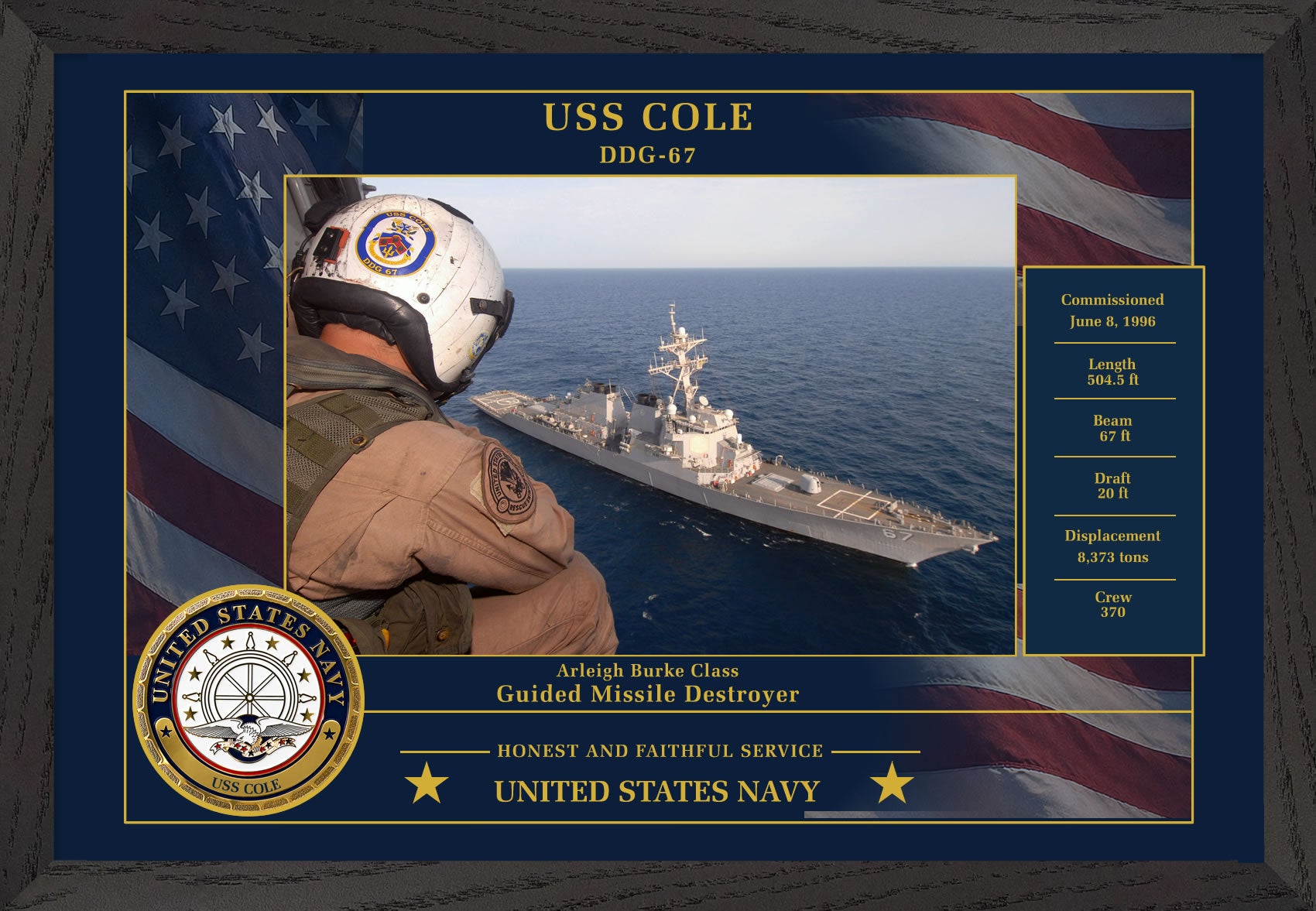 USS Cole DDG-67 Framed Patriotic Photo