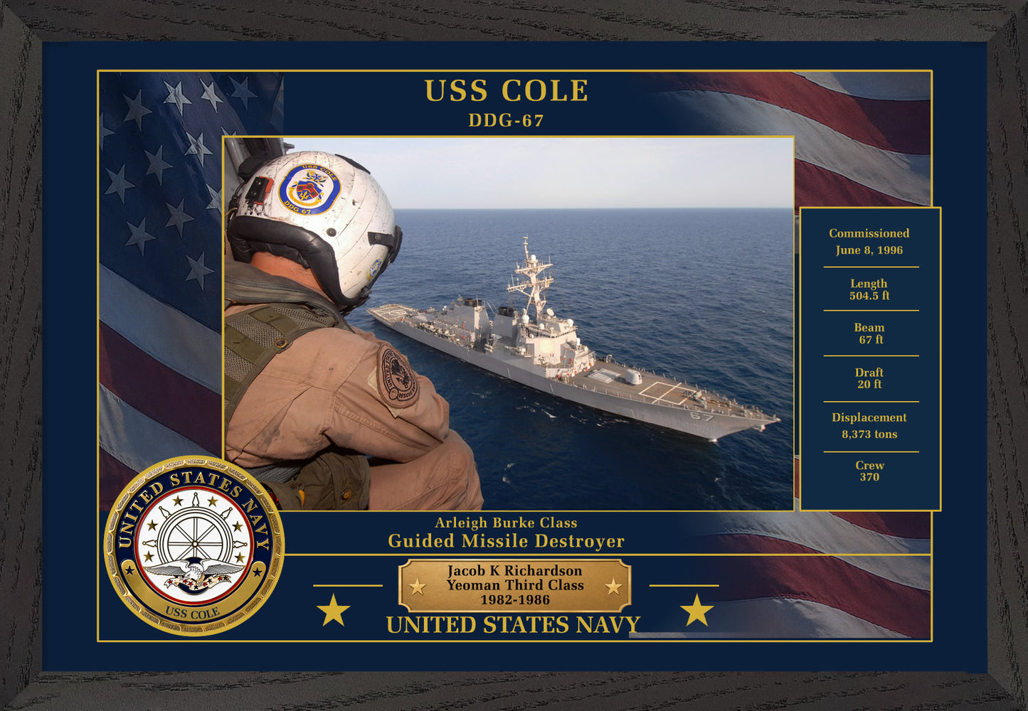 USS Cole DDG-67 Framed Patriotic Photo