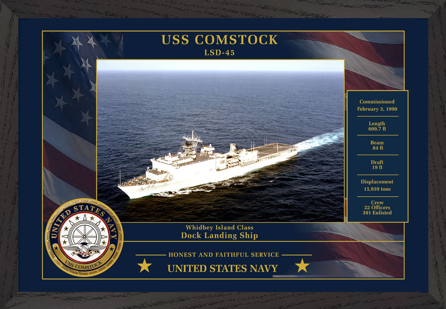 USS Comstock LSD-45 Framed Patriotic Photo