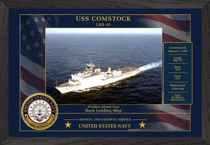 USS Comstock LSD-45 Framed Patriotic Photo