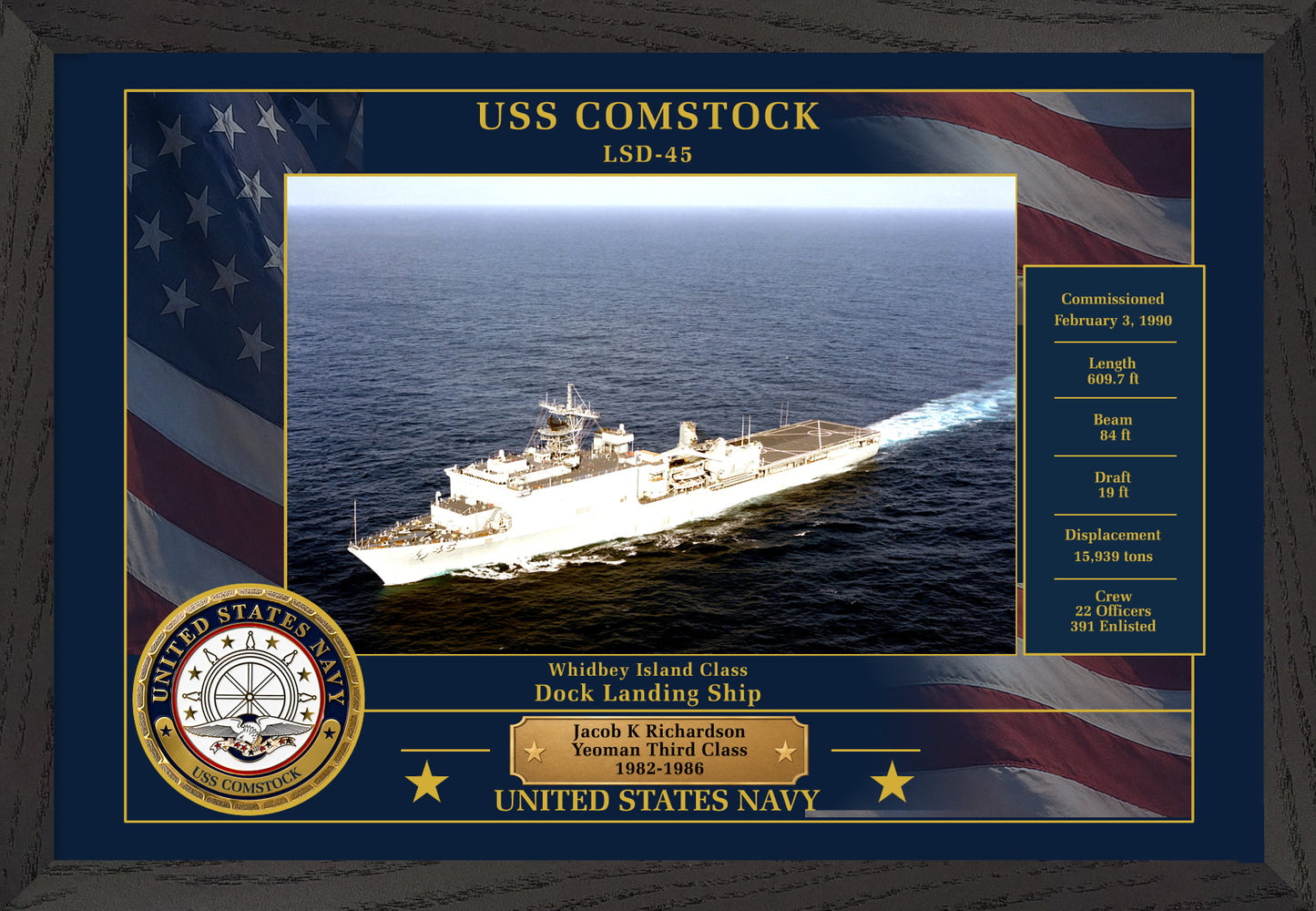 USS Comstock LSD-45 Framed Patriotic Photo