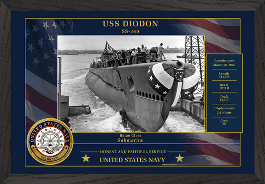 USS Diodon SS-349 Framed Patriotic Photo