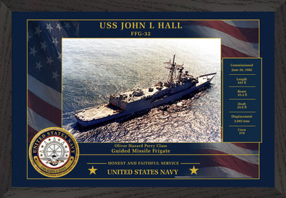 USS John L Hall FFG-32 Framed Patriotic Photo