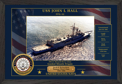 USS John L Hall FFG-32 Framed Patriotic Photo
