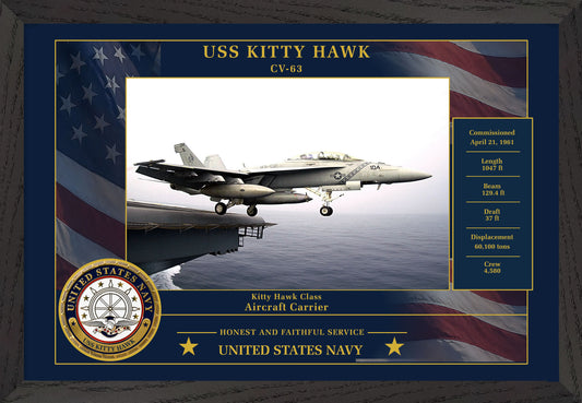 USS Kitty Hawk CV-63 Framed Patriotic Photo