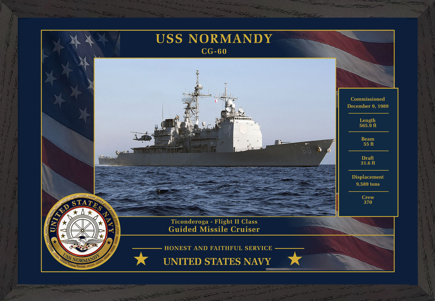 USS Normandy CG-60 Framed Patriotic Photo