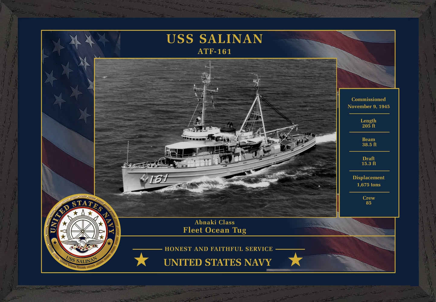 USS Salinan ATF-161 Framed Patriotic Photo