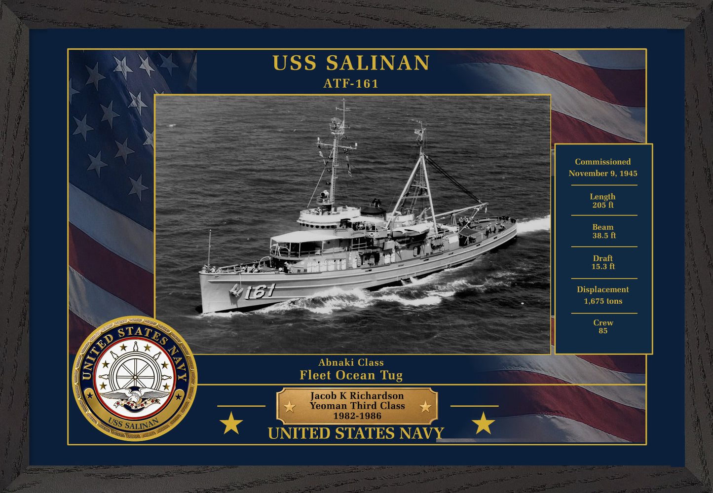 USS Salinan ATF-161 Framed Patriotic Photo